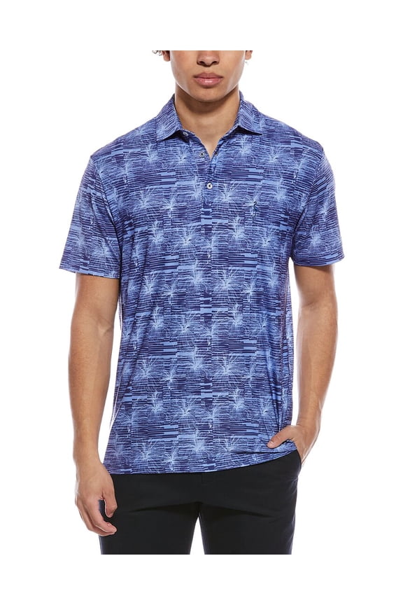 TailorByrd mens Abstract Orchid Printed Performance Polo Shirt, XL, Navy