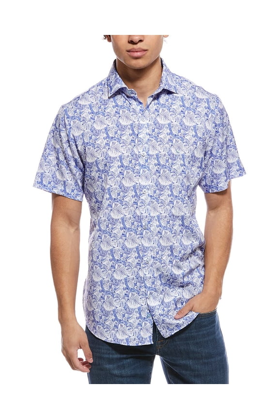 TailorByrd mens Distressed Printed Performance Shirt, l, Blue