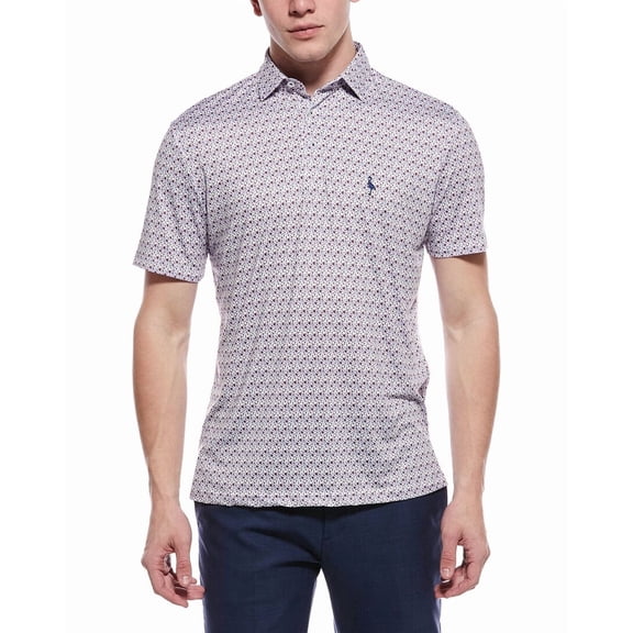 TailorByrd mens  Floral Chain Printed Performance Polo Shirt, m, Red