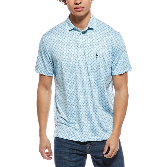 TailorByrd mens Geo Floral Printed Performance Polo Shirt, l, Blue