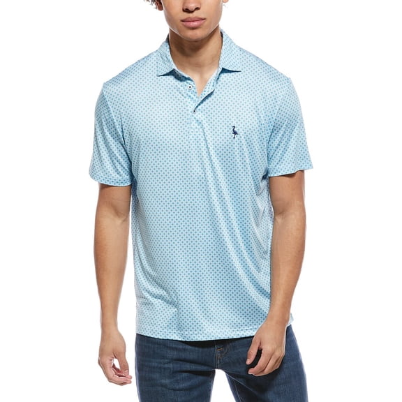 TailorByrd mens Geo Floral Printed Performance Polo Shirt, s, Blue