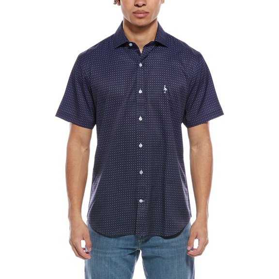 TailorByrd mens  Geo Floral Printed Performance Shirt, m, Blue