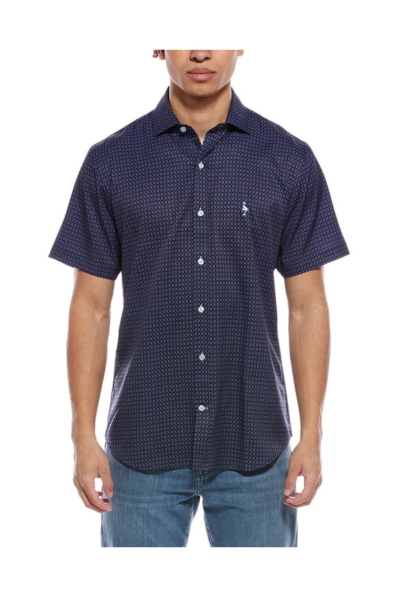 TailorByrd mens Geo Floral Printed Performance Shirt, m, Blue