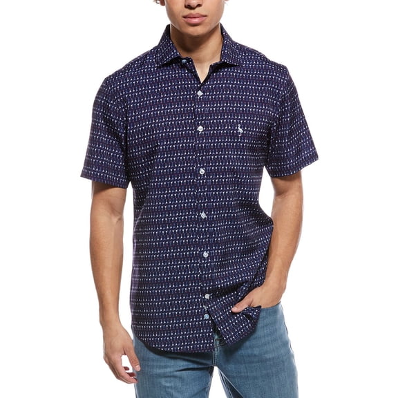 TailorByrd mens  Martini Glasses Printed Performance Shirt, s, Navy