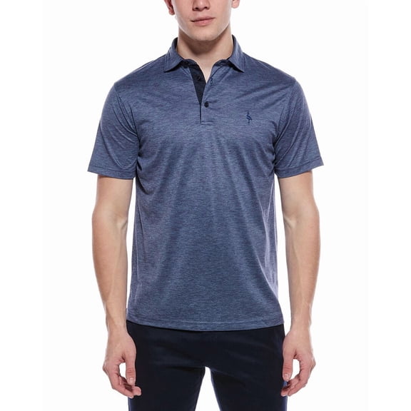 TailorByrd mens Melange Mesh Performance Polo Shirt, XL, Blue