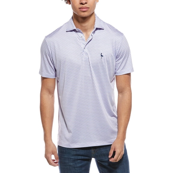 TailorByrd mens  Micro Floral Printed Performance Polo Shirt, l, White