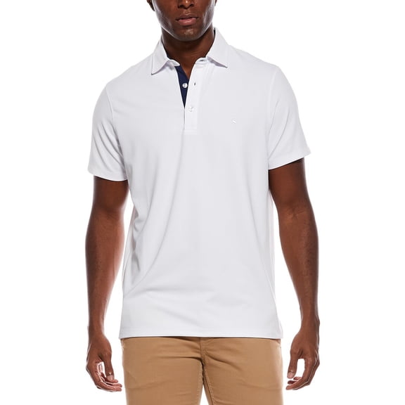TailorByrd mens  Micro Grid Textured Performance Polo Shirt, l, White