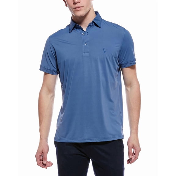 TailorByrd mens  Micro Perforated Performance Polo Shirt, s, Blue