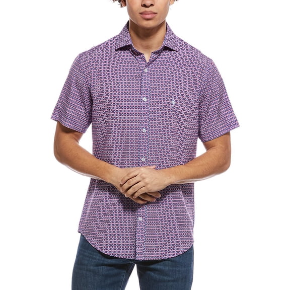 TailorByrd mens Moroccan Tile Printed Performance Shirt, l, Pink