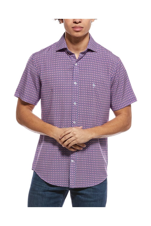 TailorByrd mens Moroccan Tile Printed Performance Shirt, s, Pink