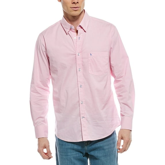 TailorByrd mens Signature Micro Gingham Shirt, l, Pink