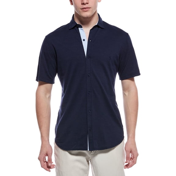TailorByrd mens  Slub Pique Shirt, m, Blue
