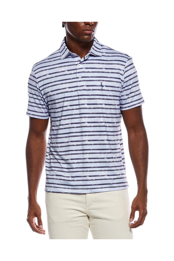 TailorByrd mens  Stars And Stripes Printed Performance Polo Shirt, l, Blue