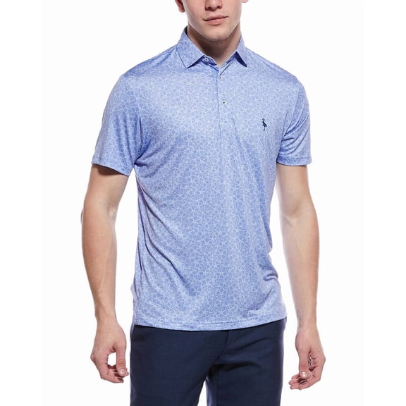 TailorByrd mens  Summer Floral Printed Performance Polo Shirt, m, Blue