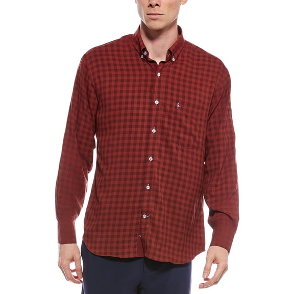 TailorByrd mens TailorBryd Gingham Printed Performance Shirt, s, Red