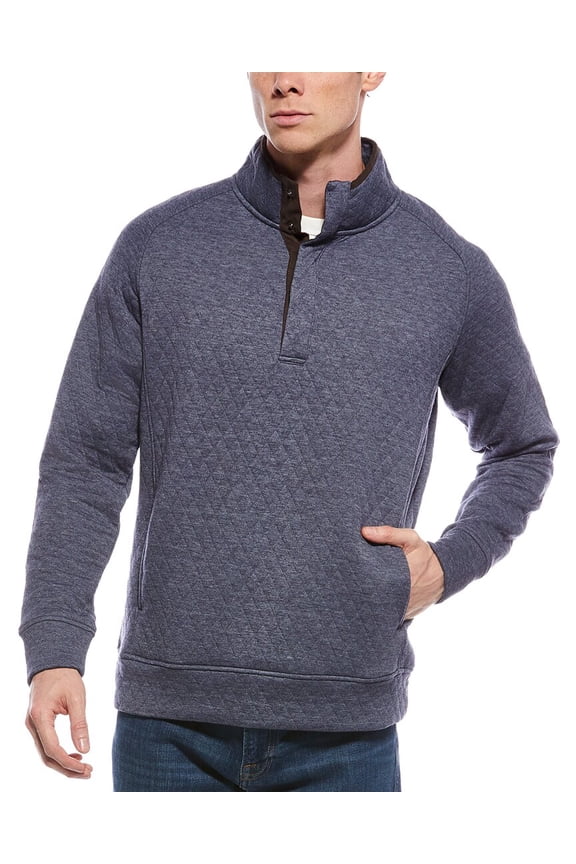 TailorByrd mens TailorBryd Hidden Snap Quilted Pullover, XL, Blue