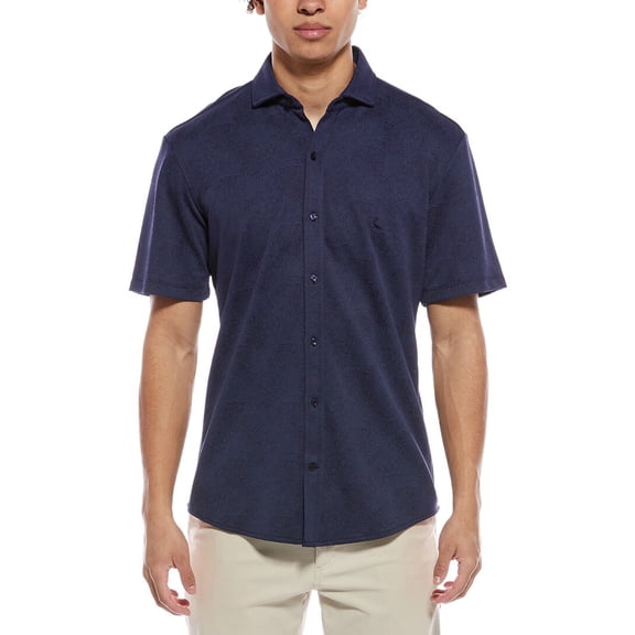 TailorByrd mens Tropical Printed Short Sleeve Shirt, l, Navy