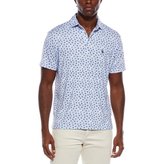 TailorByrd mens  Vintage Stars Printed Performance Polo Shirt, s, Blue
