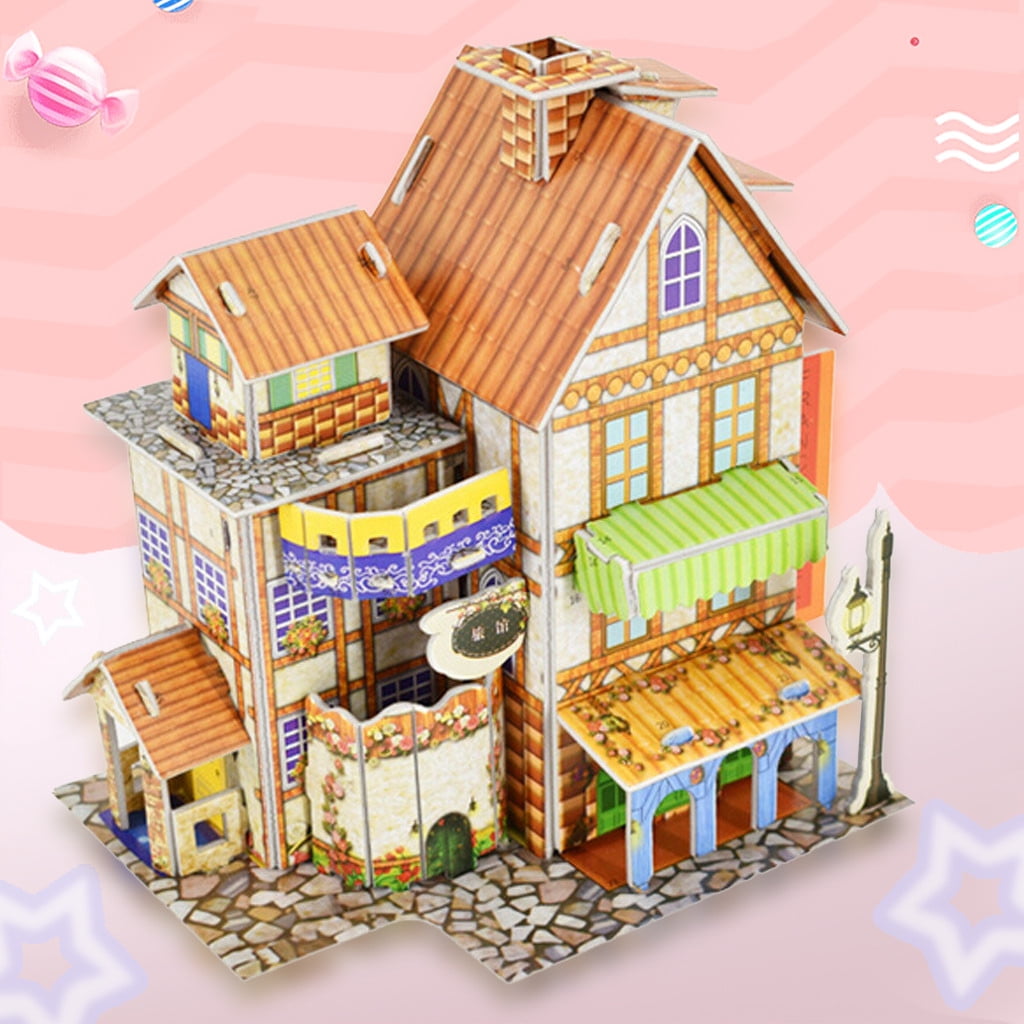 Tailored 3D DIY Puzzle Castle Model Cartoon House Assembling Paper Toy