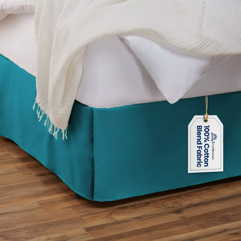 Tailored Bed Skirt 14 inch Drop Aqua Twin XL Dorm Bedskirt with Split Corners Available in 14 Colors Blissford Walmart