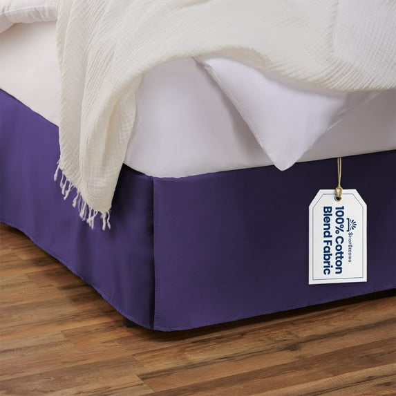 Tailored Bed Skirt - 14 inch Drop, Grape, Full Bedskirt with Split Corners (Available in 14 Colors) Blissford