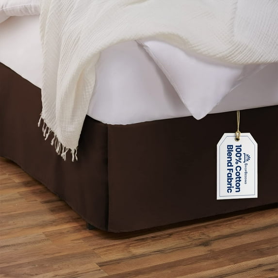 Tailored Bed Skirt - 21 inch Drop, Brown, Twin Bedskirt with Split Corners (Available in 14 Colors) Blissford
