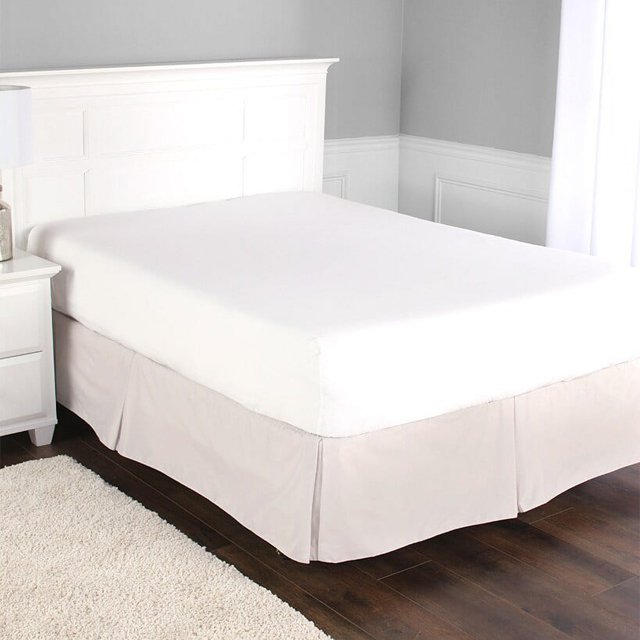 Tailored Bed Skirt Adjustable Dust Ruffle Easy Set Up Queen