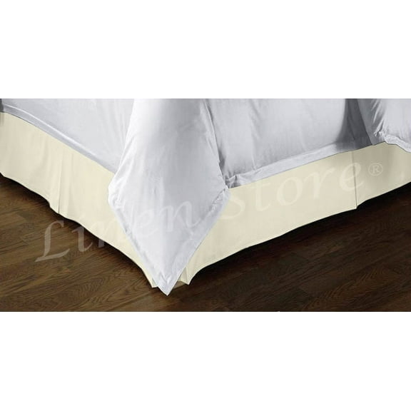 Tailored Bed Skirt, Platform Top, Skirt, Dust Ruffle, Pleated, 14" Drop (Full, Beige)