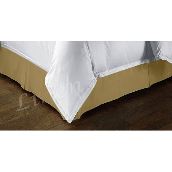 Tailored Bed Skirt, Platform Top, Skirt, Dust Ruffle, Pleated, 14" Drop (Twin, Gold)