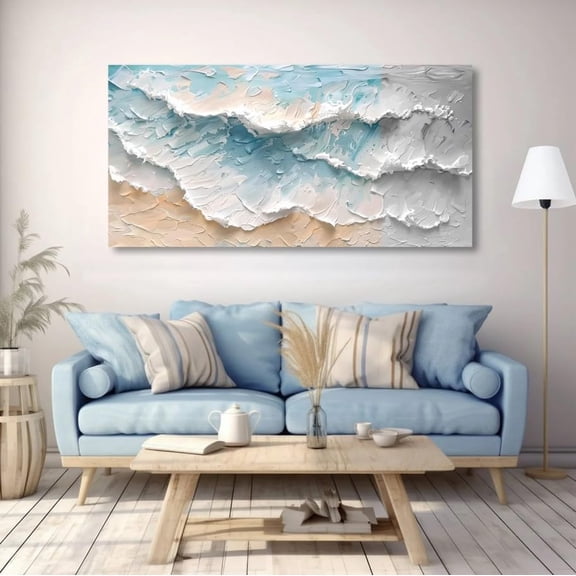 Tailored Canvases Blue Ocean Coastal Wall Art - Beach Decor for Home, Coastal Wall Art for Living Room, Ocean Room Decor, Beach Decoration for Bedroom, Coastal Decor for Relaxing Spaces 18x36