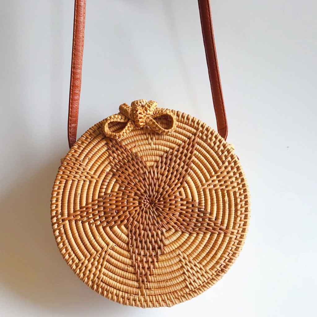 Tailored Circle Handwoven Bali Round Retro Rattan Straw Beach Bag