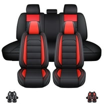 Tailored Fit For Toyota Tacoma 2005-2023 Car Seat Covers Front&Rear Seat Waterproof PU Leather Protector,Black&Red