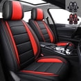 thumbnail image 1 of Tailored For 2005-2023 Toyota Tacoma Crew Cab Car Seat Covers PU Leather Full Set,Black&Red, 1 of 9
