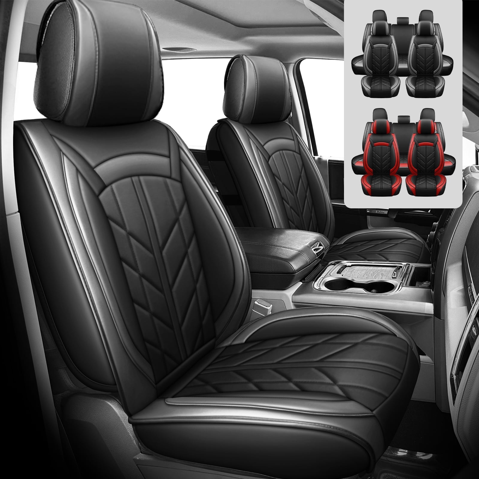 Tailored For 2005-2023 Toyota Tacoma Crew Cab/Double Cab SR,SR5,TRD Sport,TRD Off-Road Car Seat Covers Full Set, Black&Gray