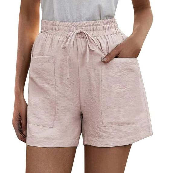 Tailored Shorts for Women, Plus Size Shorts for Women,Stylish Women's Casual Summer Shorts with Drawstring Elastic Waist and Pockets for Comfort and Versatility