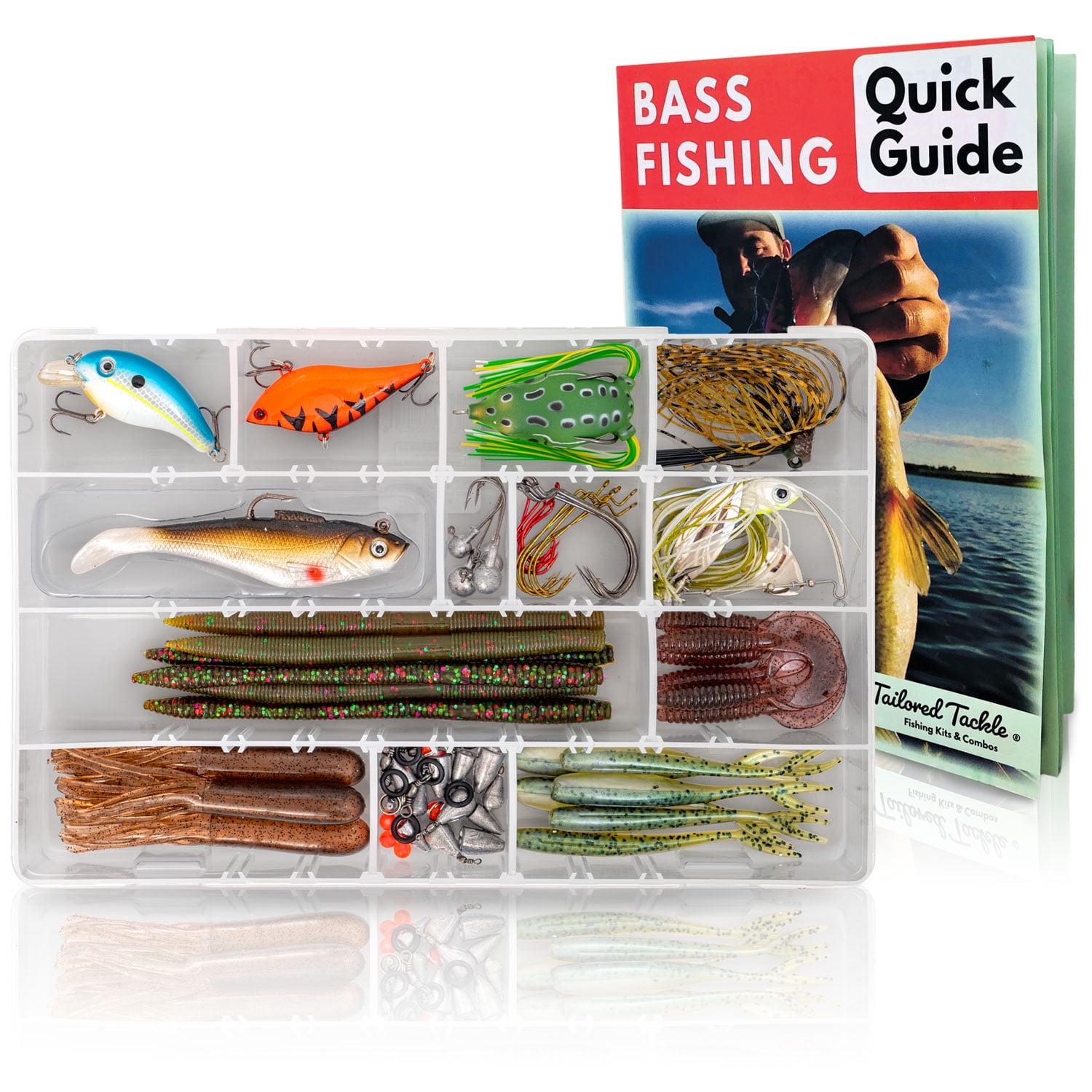 Tailored Tackle Walleye Fishing Kit 117 Pc Tackle Box with Tackle Included  | Crankbait Swimbait Grub Walleye Fishing Lures | Jigs Hooks & Crawler Worm