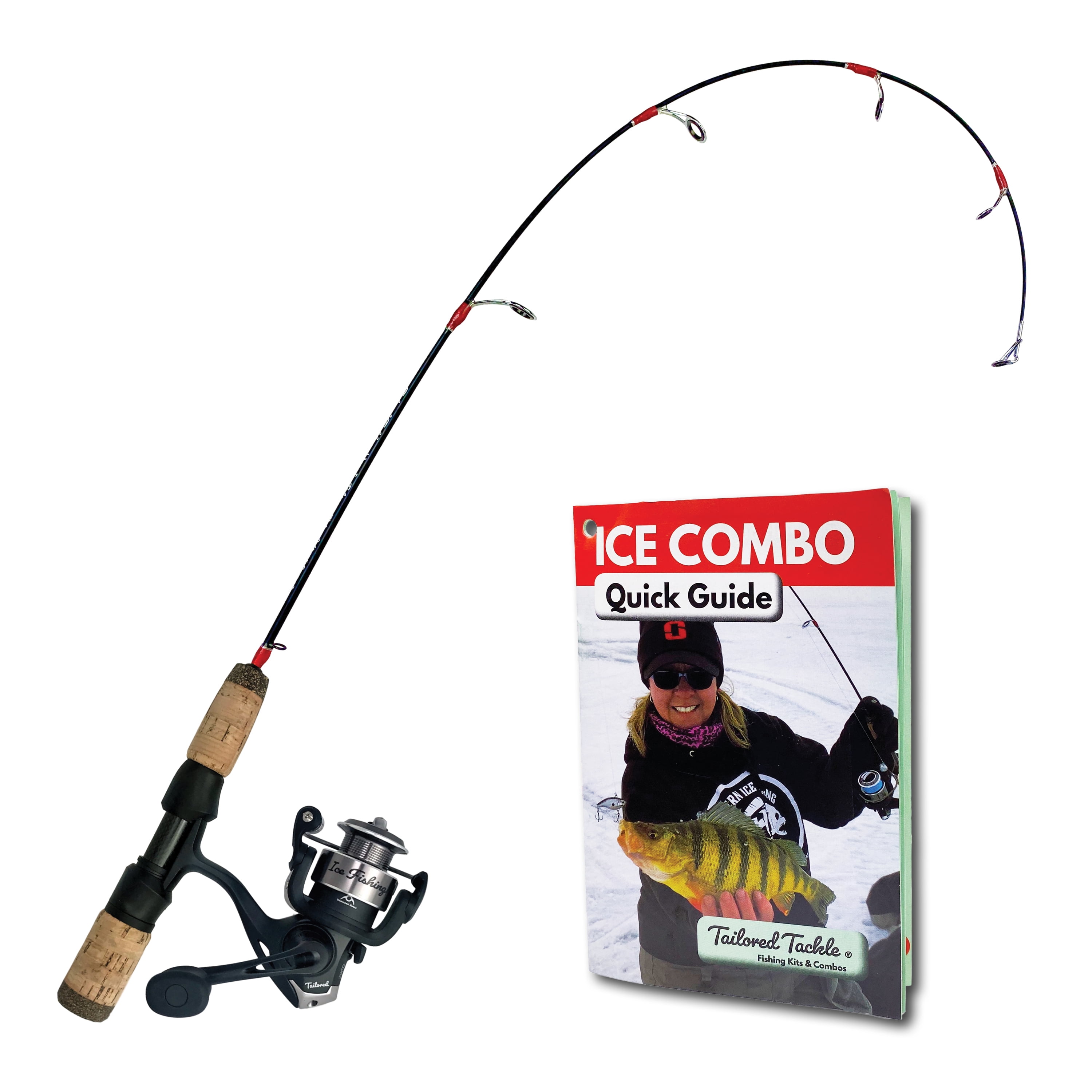 Tailored Tackle Ice Fishing Rod Reel Combo 28 in. Medium Light Fast Action  Multi-Species Ice Fishing Pole Walleye Perch Panfish Bluegill Crappie 