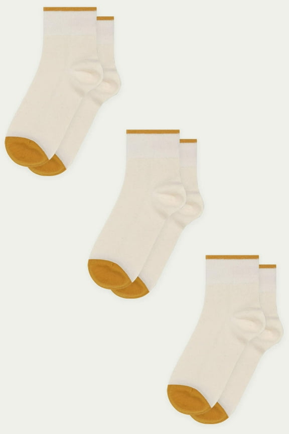 Women's Ankle Sock 3 Pack - Centre Pack Off White