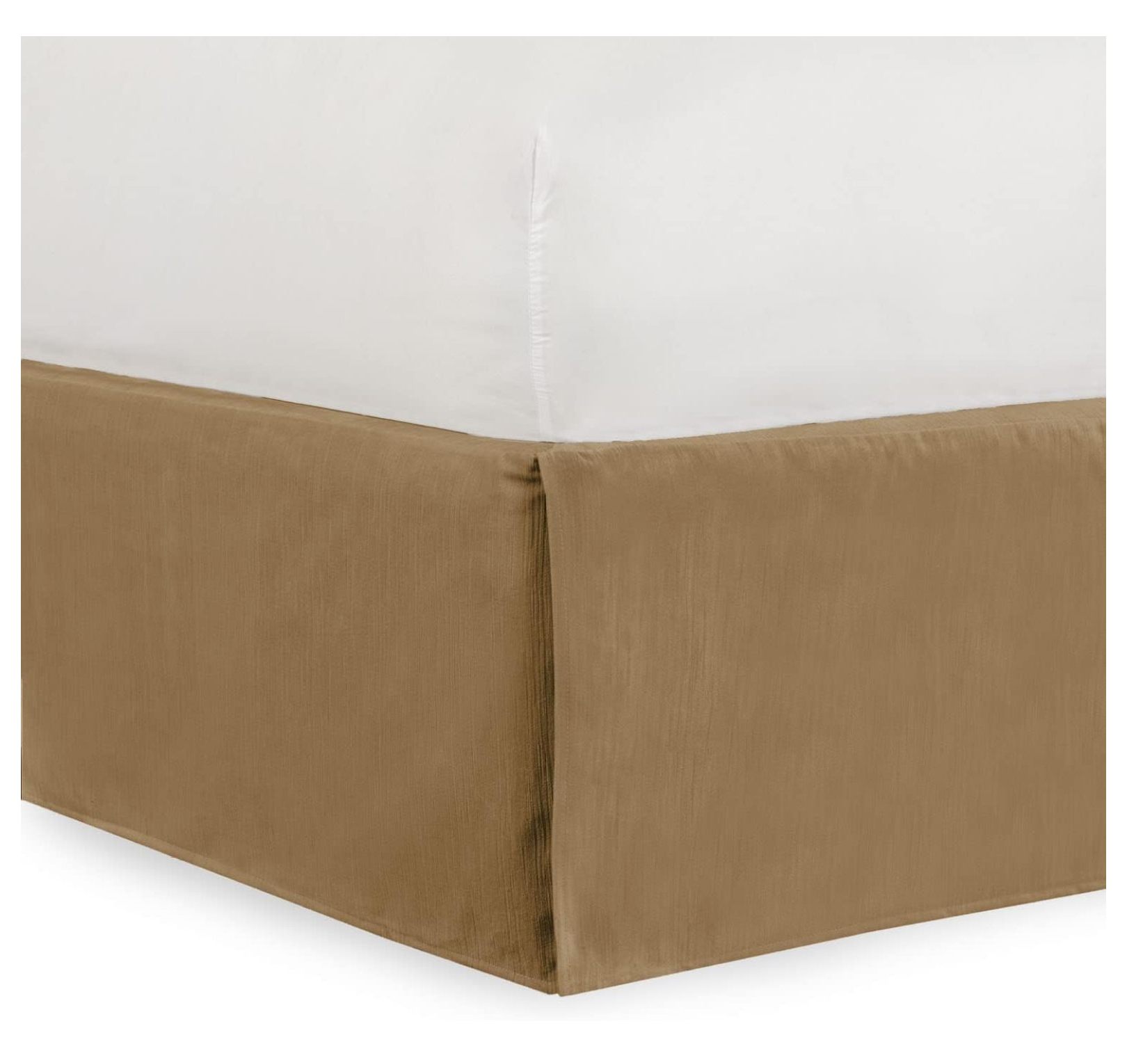 Tailored Velvet Bed Skirt with Split Corner 18 inch Drop XL, Camel