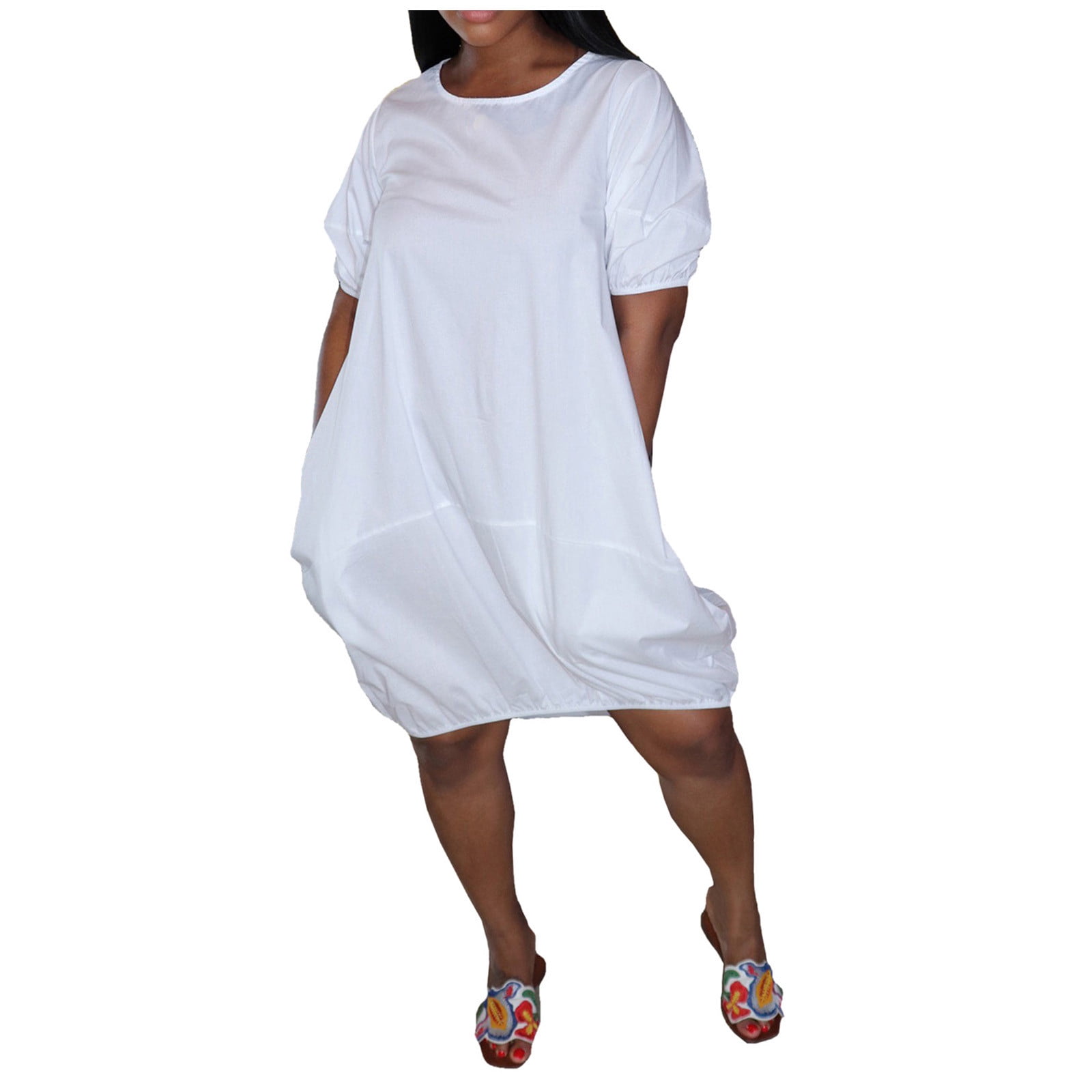 Tailored Women Plus Size Casual Dresses Casual Short Sleeve MidLength