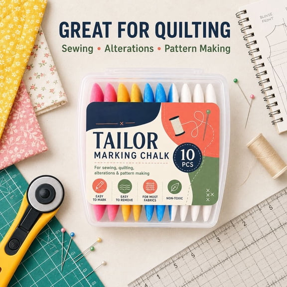 Tailors Chalk, 10pcs Tailor Chalk, Washable | Sewing Chalk for Fabric, Fabric Marker, Sewing Supplies