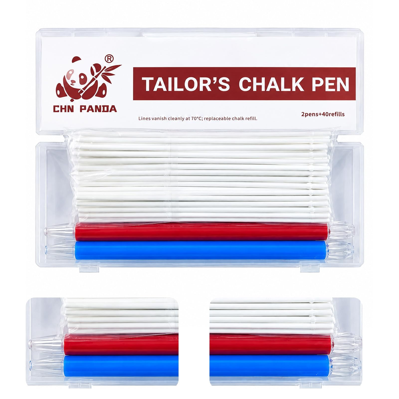 Tailors Chalk Pens, 2 Pens with 40 Refills, Heat Erasable Fabric ...