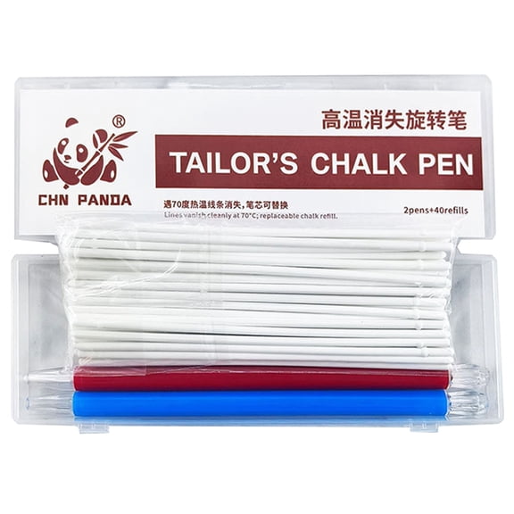 Tailors Chalk Pens, Heat Erasable Fabric Marking Pens, 2 Sewing Marking Pencils with 40 Refills, Dressmaker Chalk Pencils, Iron Erasable Sewing Markers for Quilting, Clothing & Cotton Fabrics