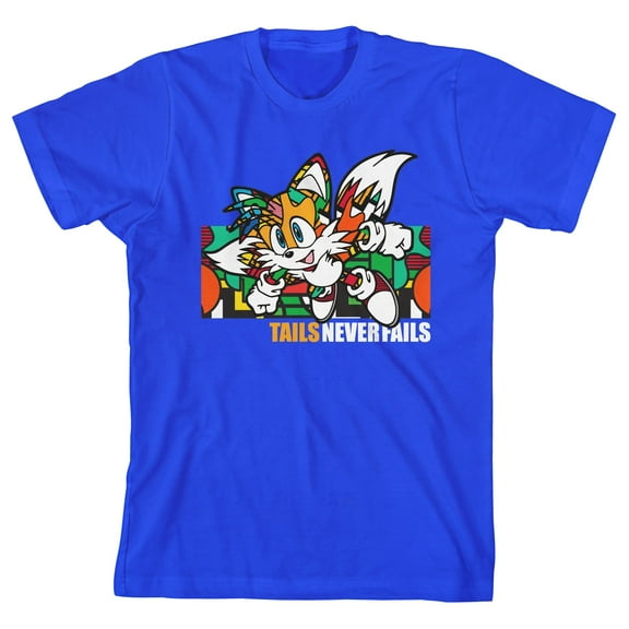 Tails Never Fails Youth Boys Royal Blue T-Shirt-Small