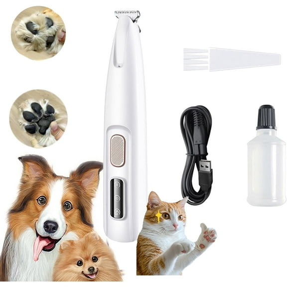 Tailseew Dog Paw Trimmer, Pet Micro Precision Trimmer, 2 Speed Low Noise Waterproof Electric Shaver Paw Pad Trimmer for Small Dogs and Cat Precision Grooming Made Easy (white1)