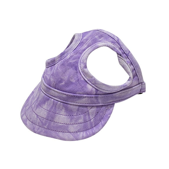 Tailup Pet Outdoor Cap, Sunshade With Ear Holes, Baseball Style For Dogs Cats M Size Cloud Purple - Lightweight Breathable Fabric, Adjustable Strap, Ideal For Hiking Walking Beach