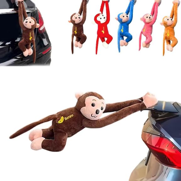 Tailwind Monkey Squad, Tailwind Monkey for Cars, Hanging Monkey Stuffed Animal Car Tail Exterior Decoration, Cute Wind-Braving Plush Monkeys, Fun Auto Decor Accessory (Brown)