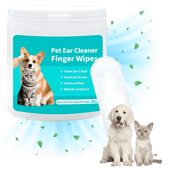 Taily Tails Finger Wet Wipes - 50 Disposable Pet Wipes for Cats & Dogs - Non-Woven Dog Ear Cleaning Finger Wipes, Cat Dental Care, Eye & Paws Cleaning Wet Wipes for Dogs & Cats