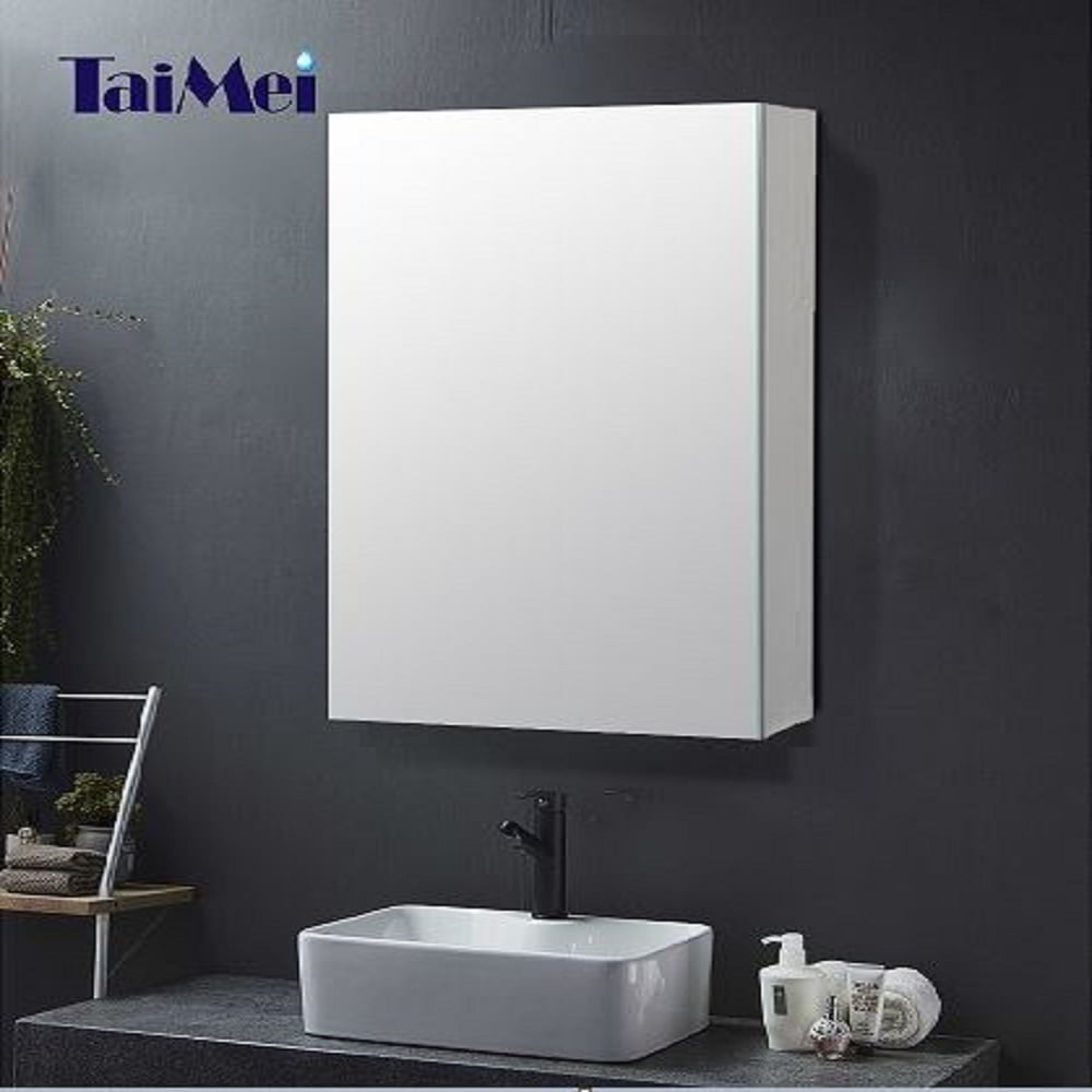 Taimei 15" Wx 24" Hx4” D Aluminum Medicine Cabinet with Frameless Beveled Mirror, Color Satin, Bathroom Mirror Cabinet with Adjustable 2 Glass Shelves, Storage Cabinet by FOCA US