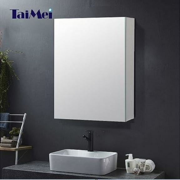 Taimei 15" Wx 24" Hx4 D Aluminum Medicine Cabinet with Frameless Beveled Mirror, Color Satin, Bathroom Mirror Cabinet with Adjustable 2 Glass Shelves, Storage Cabinet by FOCA US